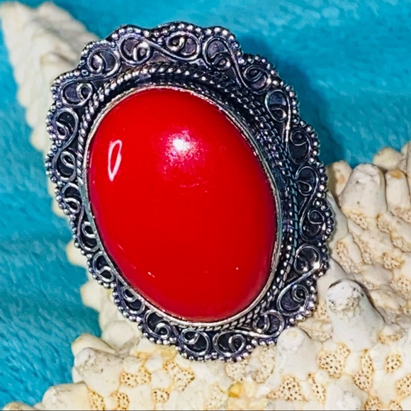 Italian Coral vintage handcrafted ring - Picture 1 of 6